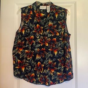 Liz Claiborne tropical sleeveless button down top.